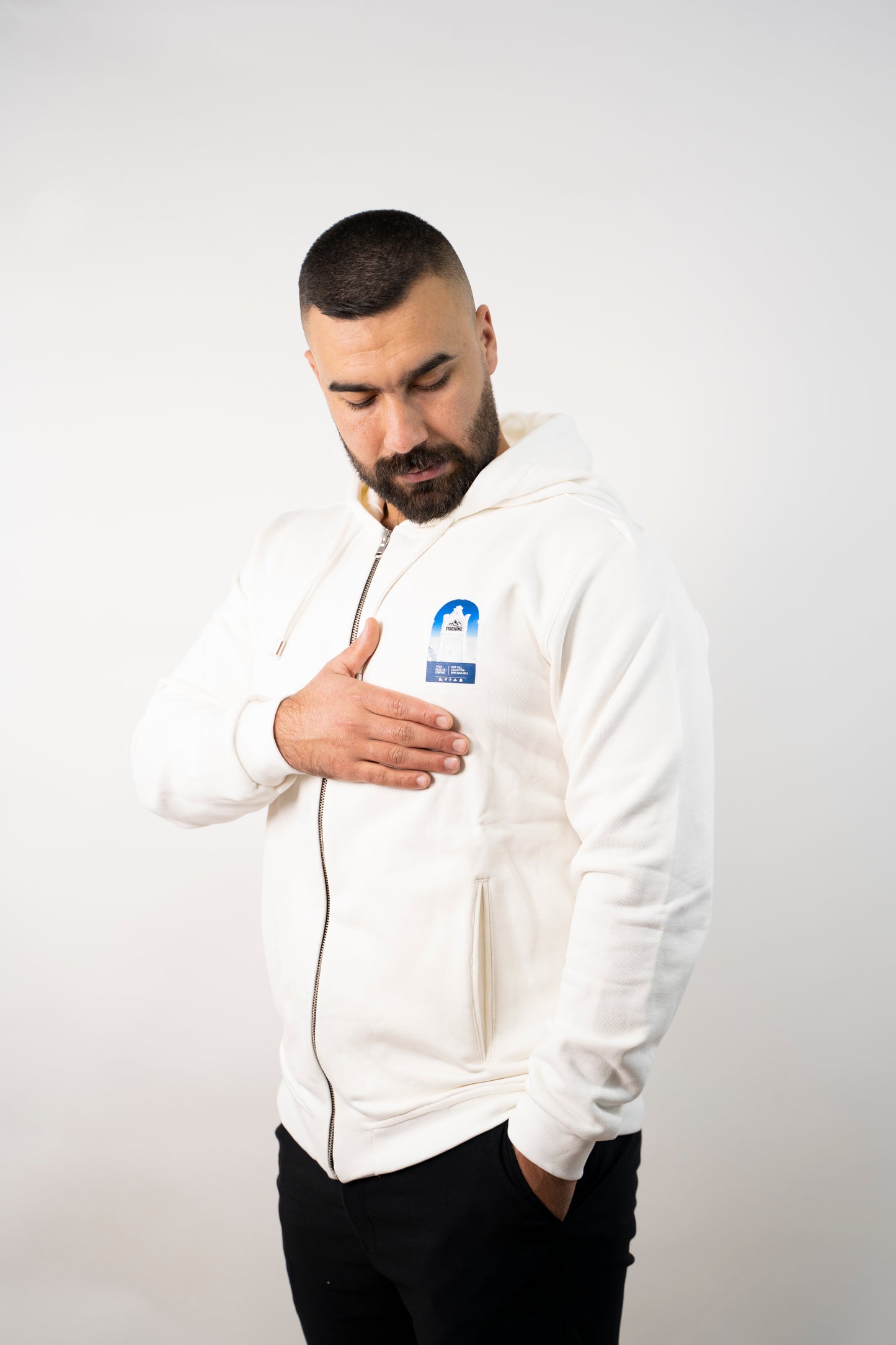 capuche en tissu Fleece à zip pour homme
