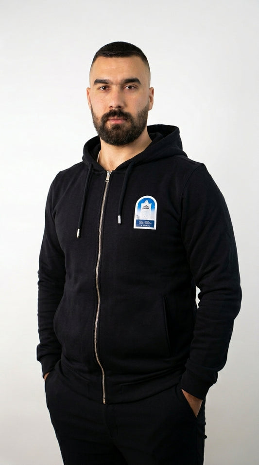 capuche en tissu Fleece à zip pour homme